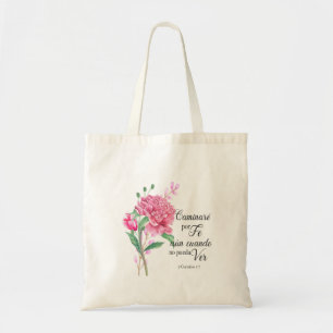 Tote Bag Camina por fe spanish bible verse