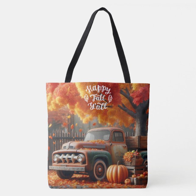Tote Bag Camion de ferme rustique/vintage d'automne (Devant)