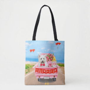 Tote Bag Camion de la Saint-Valentin pour West Highland Whi