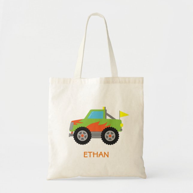 Tote Bag Camion de monstre vert de emballage mignon pour (Devant)