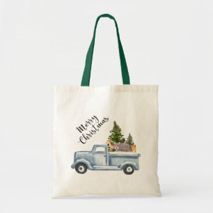 Tote Bag Camion de Noël avec pins et animaux de forêt