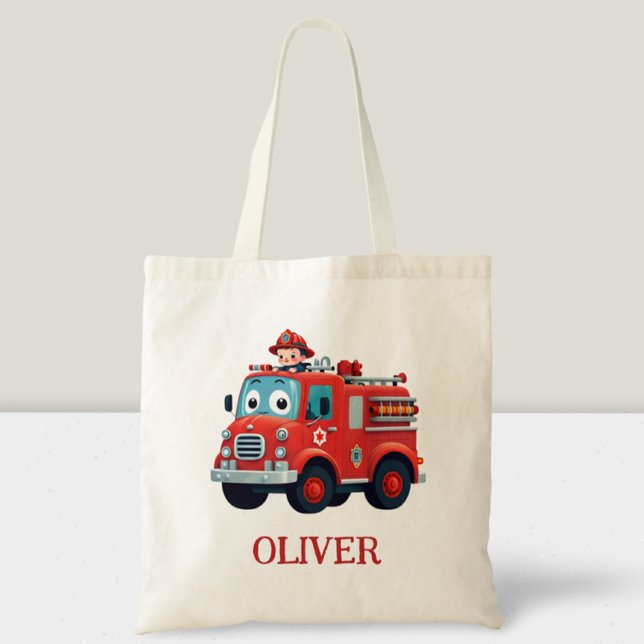 Tote Bag Camion de pompiers et pompier mignons (Créateur téléchargé)