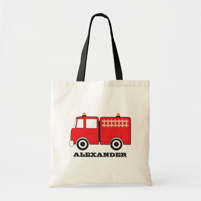 Tote Bag Camion d'incendie rouge personnalisé (Devant)