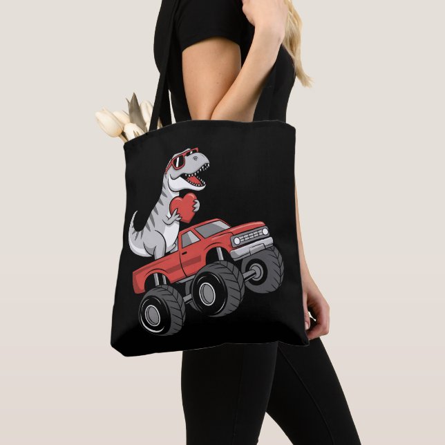 Tote Bag Camion Monstre de la Saint-Valentin T Rex Dinosaur (De près)