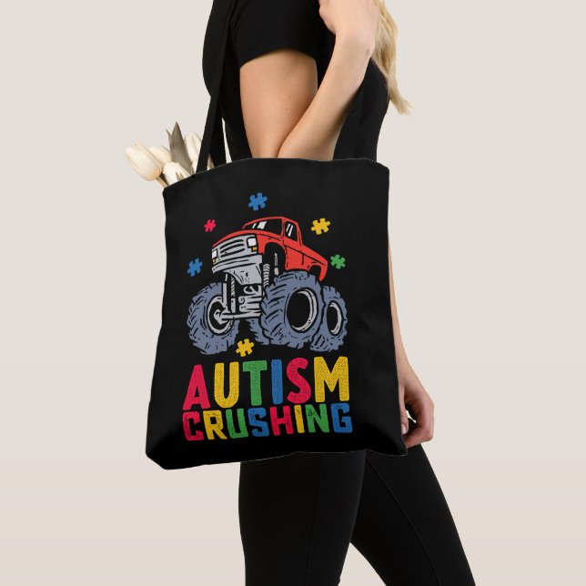 Tote Bag Camion Monstre de Sensibilisation à l'Autisme Écra (De près)