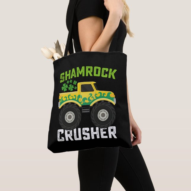 Tote Bag Camion monstre Shamrock Crusher Saint-Patrick (De près)
