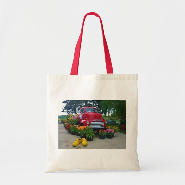 Tote Bag Camion rouge avec tulips, Oregon (Devant)