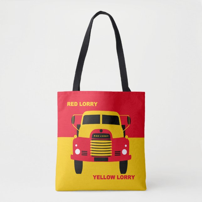 Tote Bag Camionnette Rouge Rétro Camionnette Jaune (Devant)