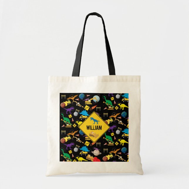 Tote Bag Camions de construction Astronaut Dinosaures dans  (Devant)
