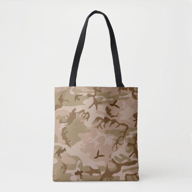 Tote Bag Camo Camouflage Désert Beige Brun Vert (Devant)