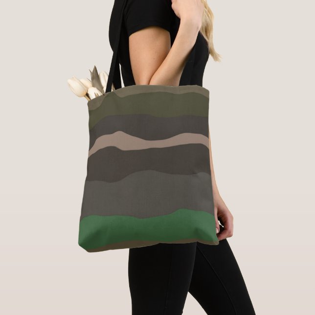 Tote Bag Camo et bandes abstraites vertes (De près)