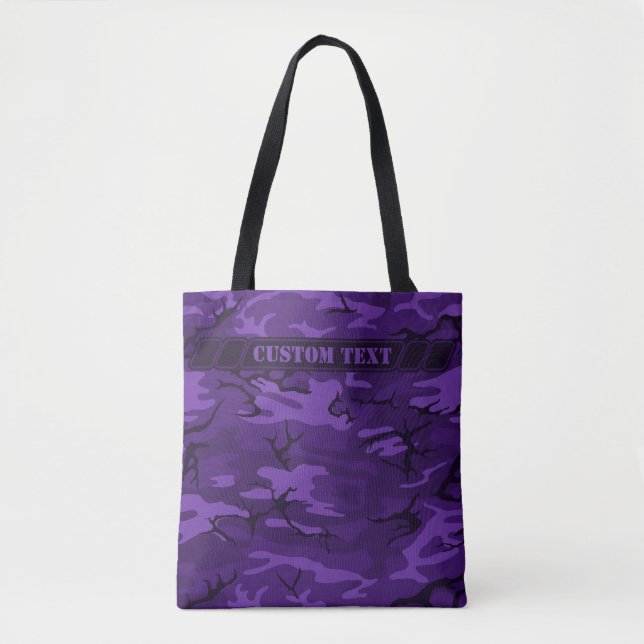 Tote Bag Camo Fourre-tout violet foncé avec texte personnal (Devant)