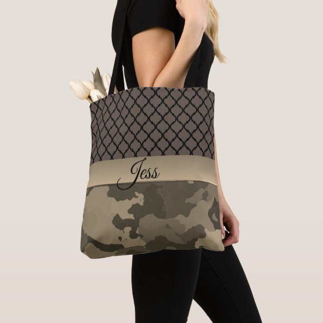 Tote Bag Camo marron classique Personnalisé (De près)