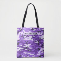 Camo pourpre Fourre-tout avec le texte fait sur