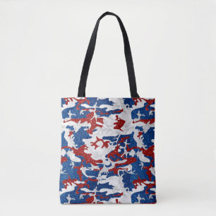 Tote Bag Camo rouge, blanc et bleu avec paillettes du 4 jui