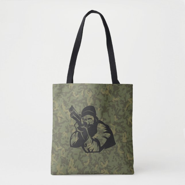 Tote Bag Camouflage Hunter Visage Illustration Design (Devant)