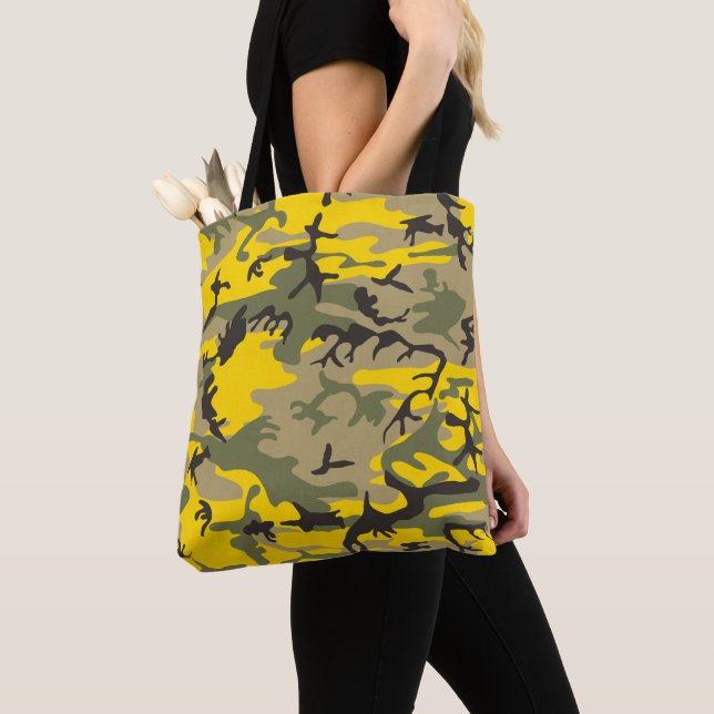 Tote Bag Camouflage jaune et vert, Militaire, Armée (De près)