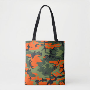 Tote Bag Camouflage orange, vert, noir