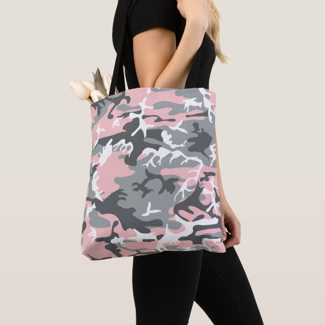 Tote Bag Camouflage rose et gris, Militaire, Armée (De près)