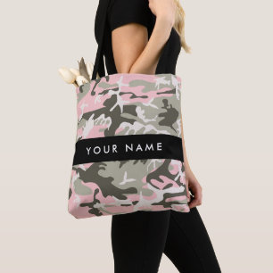 Tote Bag Camouflage rose et vert Votre nom Personnalisez