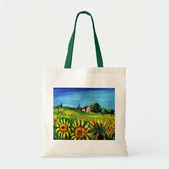TOTE BAG CAMPAGNE ET TOURNESOLS EN TOSCANE - (Devant)