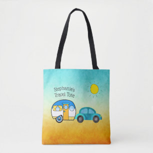 Tote Bag Camper En Teardrop Cute Voyage Sur Route Personnal