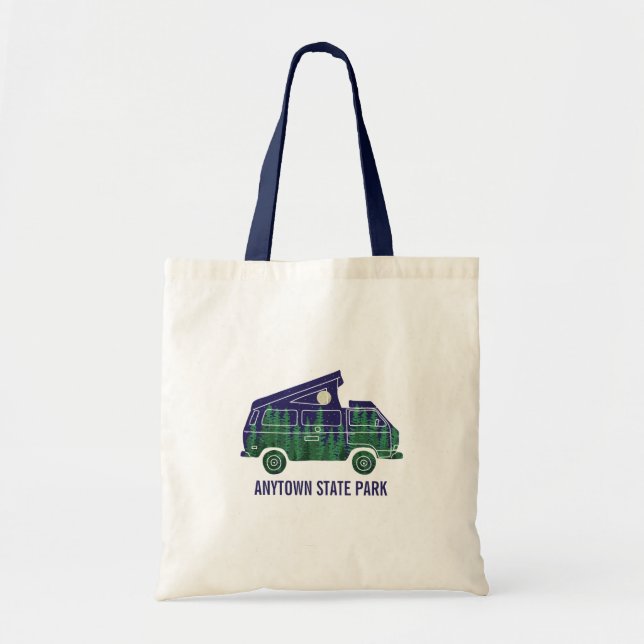 Tote Bag Camper Van avec tente Pop Up Texte personnalisé (Devant)