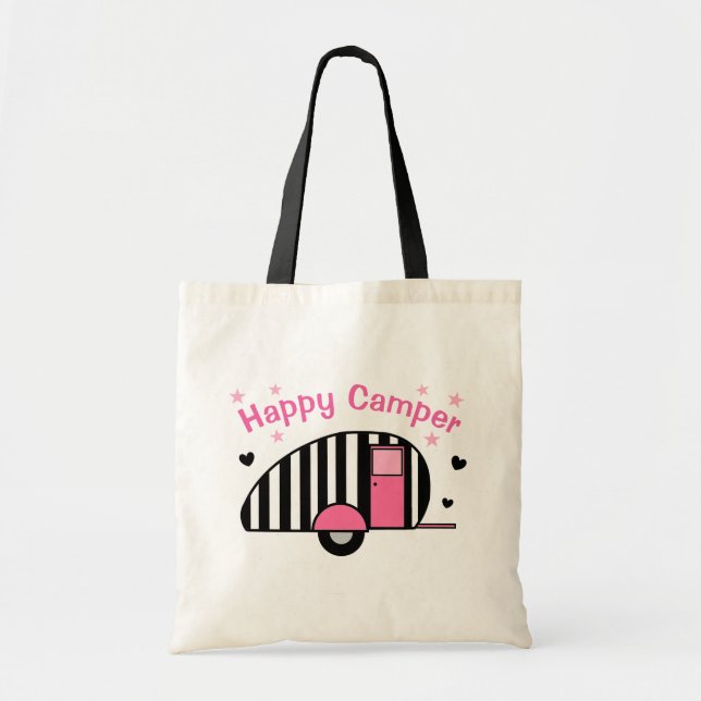 Tote Bag Campeur rayé heureux Fourre-tout (Devant)