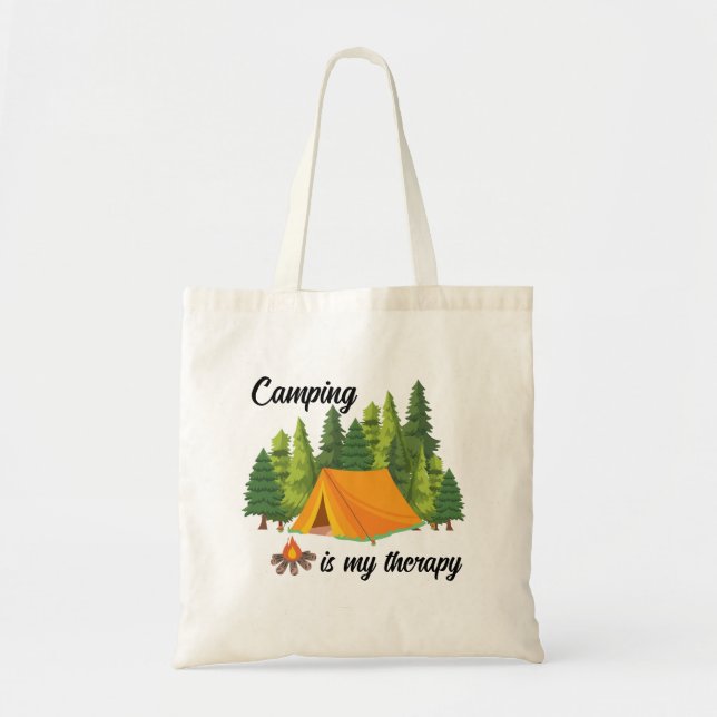 Tote Bag Camping est ma thérapie été (Devant)