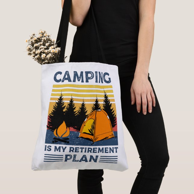 Tote Bag Camping est mon plan de retraite Drôle camping Cad (De près)