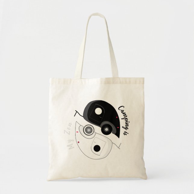 Tote Bag Camping est My Zen Yin Yang Teardrop Trailer (Devant)