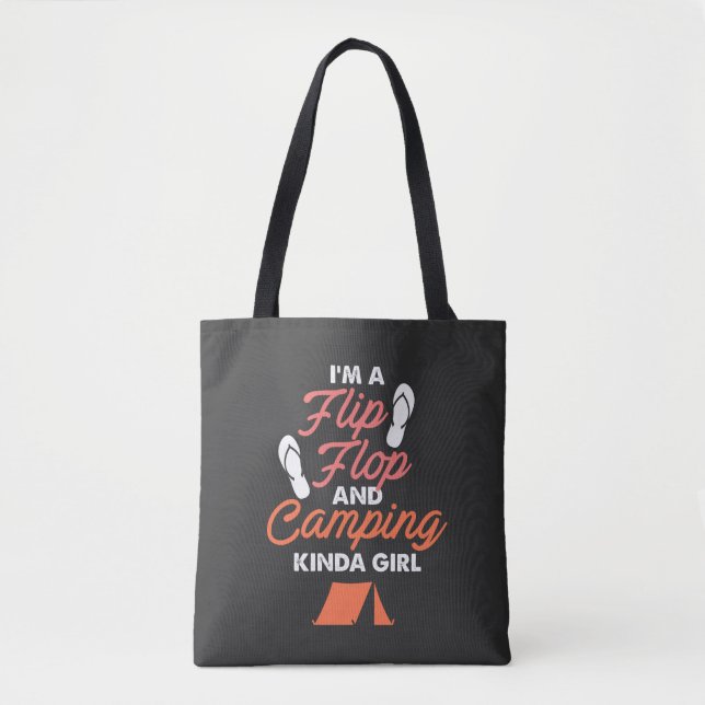 Tote Bag Camping -  Flip Flop Et Fille De Camping (Devant)