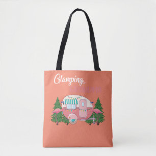 Tote Bag Camping Grand-mère Costume Camping RV Flamants ros