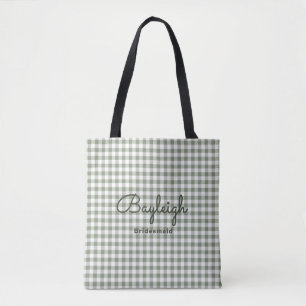 Tote Bag Camping Green À damiers Bridesmaid