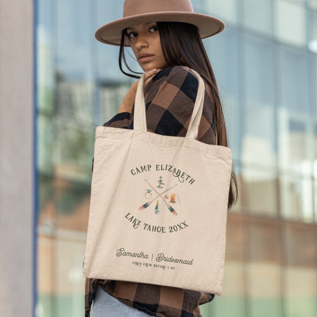 Tote Bag Camping illustré | Demoiselle d'honneur de mariage (Créateur téléchargé)