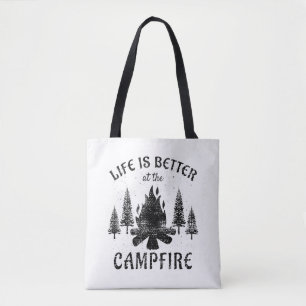Tote Bag Camping - La Vie Est Meilleure Par Le Feu De Campa