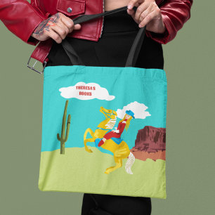 Tote Bag Campy Western Cowgirl on Horse Personnalisé