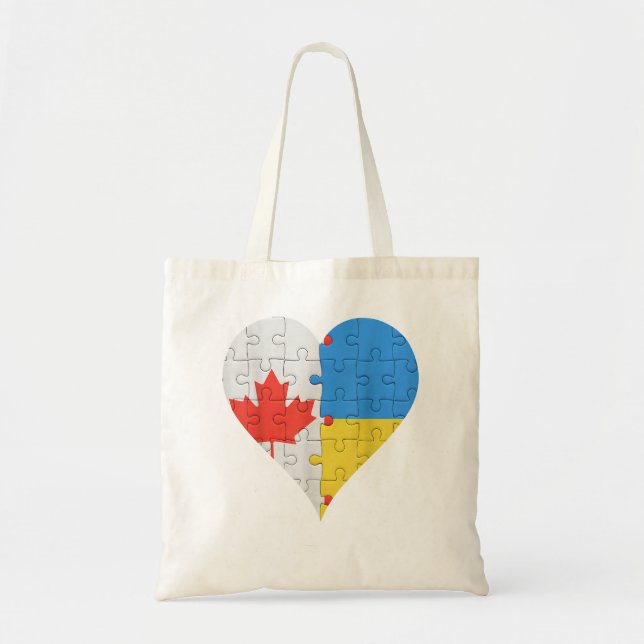 Tote Bag Canadian Ukrainian Flag Heart Canada Ukraine (Devant)