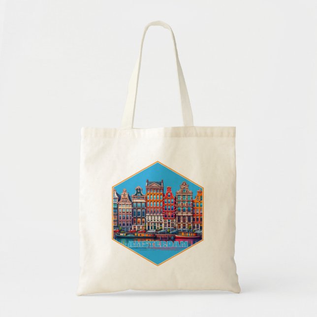 Tote Bag Canal Amsterdam Pays-Bas Europe (Devant)