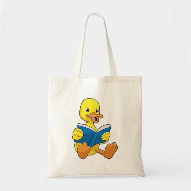 Tote Bag Canard à la lecture avec livre (Devant)