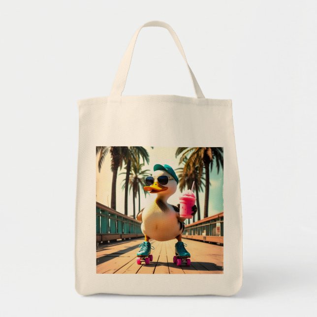 Tote Bag Canard à roulettes drôle d'été rétro  (Devant)