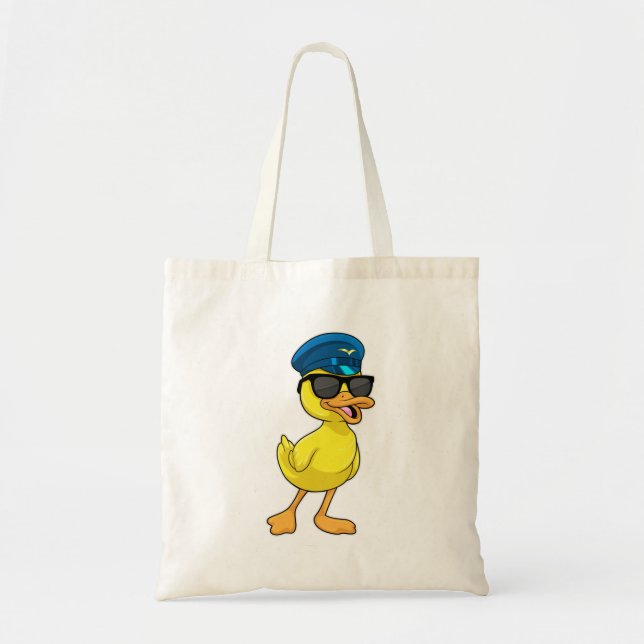Tote Bag Canard comme pilote avec casquette pilote (Devant)