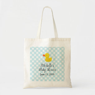 Tote Bag Canard en caoutchouc à carreaux bleus Baby Shower