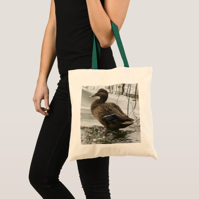 Tote Bag Canard gris sur la nuit du lac (Devant (produit))