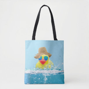 Tote Bag Canard jaune avec lunettes de soleil dans l'eau