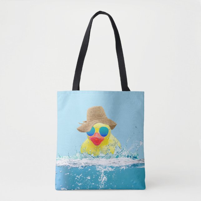 Tote Bag Canard jaune avec lunettes de soleil dans l'eau (Devant)