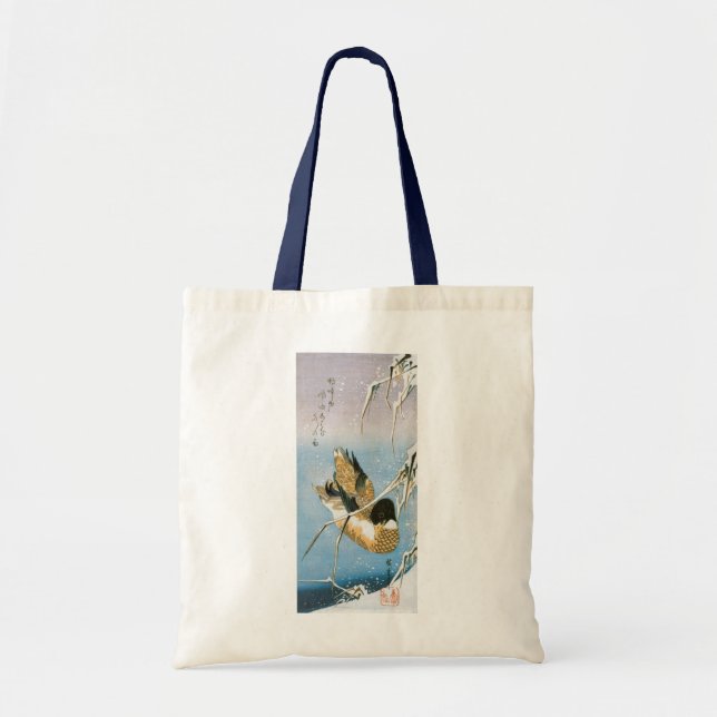 Tote Bag Canard sauvage nageant parmi des roseaux chargés d (Devant)
