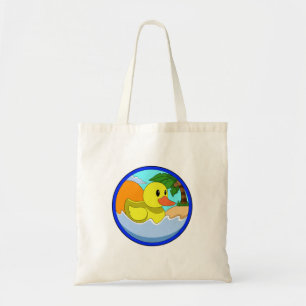 Tote Bag Canard sur la plage avec palmiers.PNG