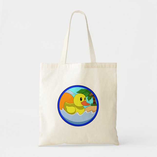 Tote Bag Canard sur la plage avec palmiers.PNG (Devant)