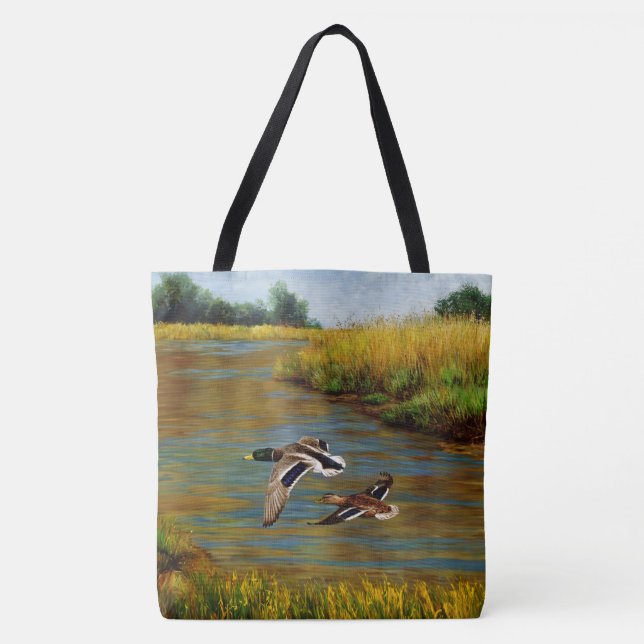 Tote Bag Canards-Majards Survolant L'Étang (Devant)